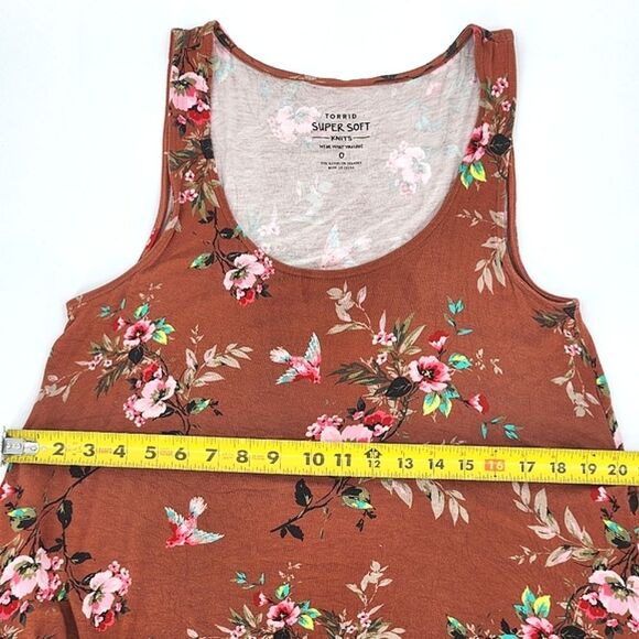 Torrid Burnt Orange Floral Super Soft Midi Dress Womens Plus Size 0X Sleeveless - Picture 7 of 9